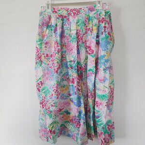 Vintage 90s LJL Sport Floral Skirt 14 Elastic Waist Pleated